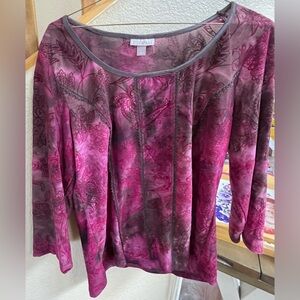 Roz & Ali Women's Floral Pink and Purple Blouse